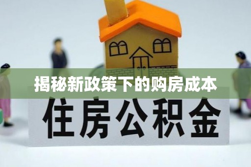 山上揭秘新政策下的购房成本
